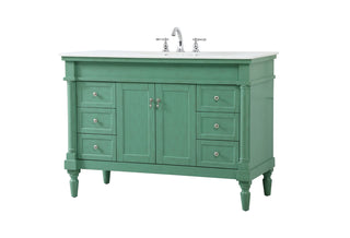 48 inch Single Bathroom vanity in vintage mint with ivory white engineered marble