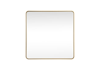 Soft corner metal square mirror 48x48 inch in Brass