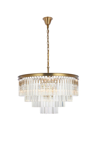 Sydney 32 inch round crystal chandelier in satin gold