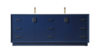 84 Inch Double Bathroom Vanity In Blue