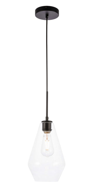 Gene 1 light Black and Clear glass pendant