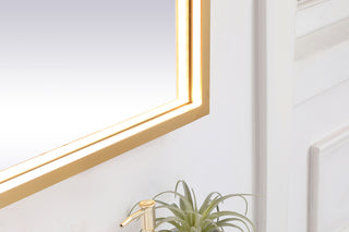 Pier 42x72 inch LED mirror with adjustable color temperature 3000K/4200K/6400K in brass