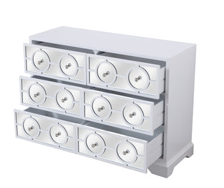 48 in. mirrored six drawer cabinet in white