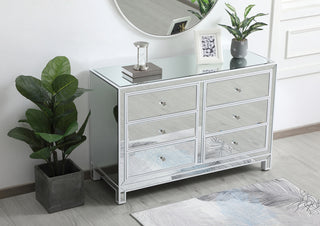 48 inch mirrored six drawer cabinet in white
