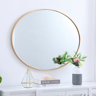 Metal frame oval mirror 40 inch in Brass