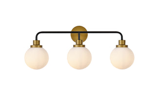 Hanson 3 lights bath sconce in black with brass with frosted shade