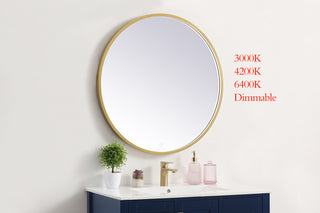 Pier 32 inch LED mirror with adjustable color temperature 3000K/4200K/6400K in brass