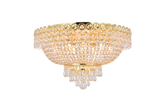 Century 9 light Gold Flush Mount Clear Royal Cut Crystal