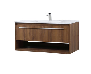 40 inch  Single Bathroom Floating Vanity in Walnut Brown