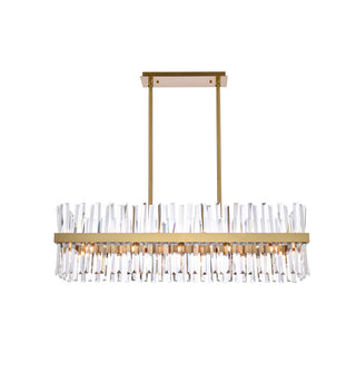 Serephina 42 inch crystal rectangle chandelier light in satin gold