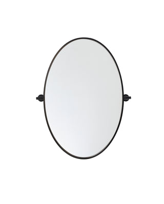 Oval pivot mirror 21x32 inch in black