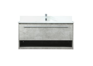 40 inch Single bathroom vanity in concrete grey with backsplash