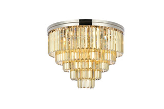 Sydney 17 light polished nickel Flush Mount Golden Teak (Smoky) Royal Cut Crystal