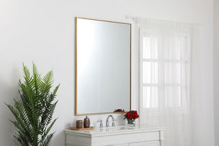 Metal frame rectangle mirror 36 inch in Brass