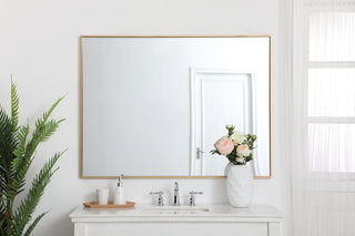 Metal frame rectangle mirror 36 inch in Brass