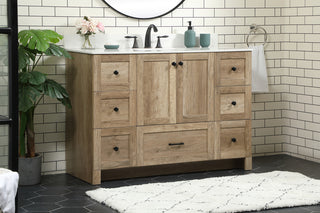 48 inch Single bathroom vanity in natural oak with backsplash