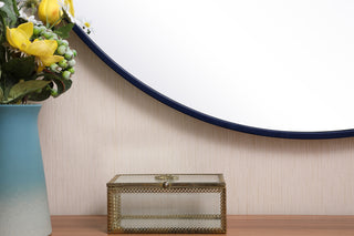 Metal frame round mirror 32 inch Blue