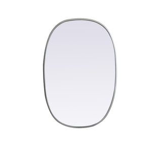 Metal Frame Oval Mirror 20x30 Inch in Silver