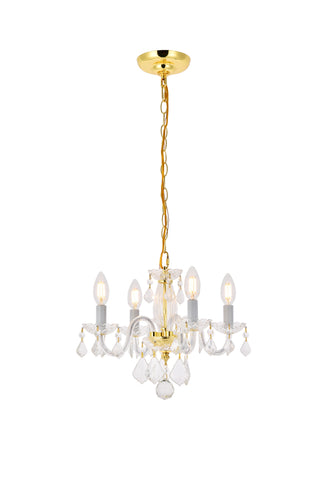 Rococo 4 light Gold Pendant Clear Royal Cut Crystal