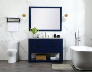 48 inch Single bathroom vanity in blue with backsplash