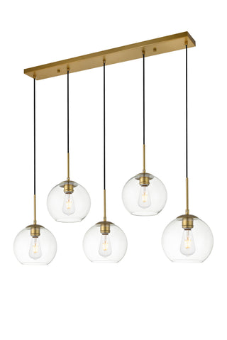 Baxter 5 Lights Brass Pendant With Clear Glass