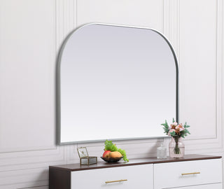 Metal Frame Arch Mirror 42x30 Inch in Silver