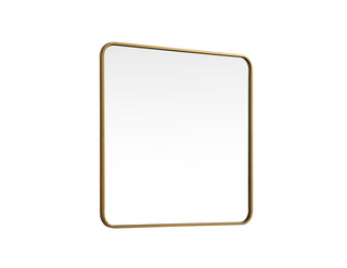 Soft corner metal square mirror 30x30 inch in Brass