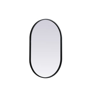 Metal Frame Oval Mirror 20x30 Inch in Black