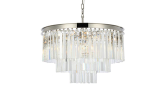 Sydney 9 light polished nickel Chandelier Clear Royal Cut Crystal