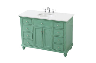 48 inch Single Bathroom vanity in vintage mint with ivory white engineered marble