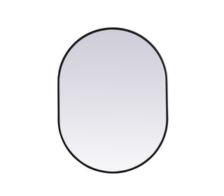 Metal Frame Oval Mirror 27x36 Inch in Black