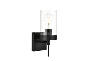 Benny 1 light Black and Clear Bath Sconce