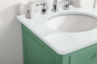 24 inch Single Bathroom vanity in vintage mint with ivory white engineered marble