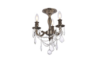 Rosalia 3 light Pewter Flush Mount Clear Royal Cut Crystal