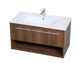 36 inch  Single Bathroom Floating Vanity in Walnut Brown