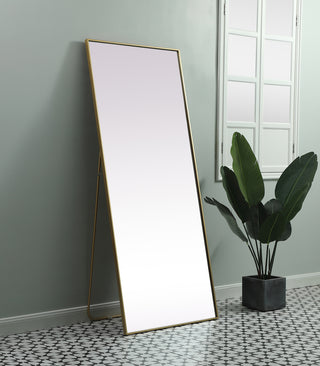 Metal Frame Rectangle Full Length Mirror 30x72 Inch in Brass