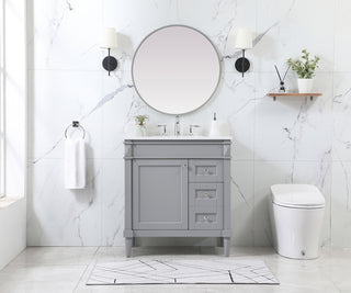 32 inch Single bathroom vanity in grey with backsplash