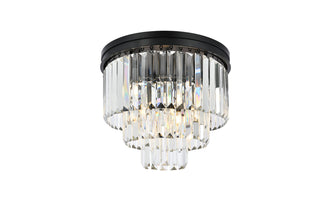 Sydney 9 light Matte Black Flush Mount Clear Royal Cut Crystal