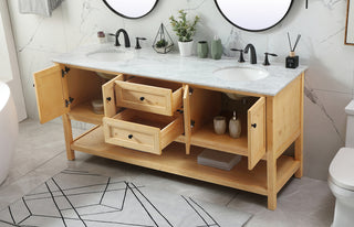 72 inch double bathroom vanity in natural wood