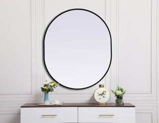 Metal Frame Oval Mirror 30x36 Inch in Black