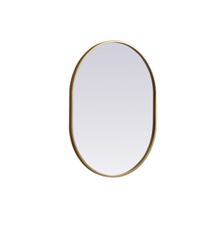 Metal Frame Oval Mirror 24x30 Inch in Brass