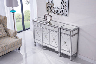3 Drawer 4 Door Cabinet 60 in. x 14 in. x 36 in. in silver Clear