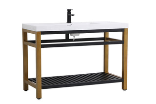 48 inch Single Bathroom Metal Vanity in Golden Black