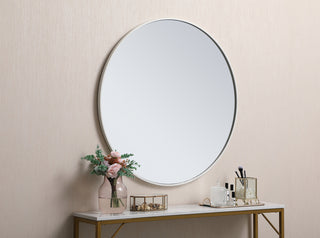 Metal frame round mirror 36 inch in White