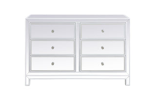 48 inch mirrored six drawer cabinet in white