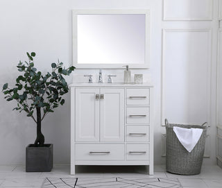 32 inch Single Bathroom Vanity in White with Backsplash
