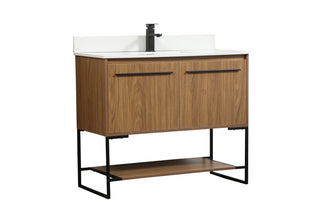 40 inch Single bathroom vanity in walnut brown with backsplash