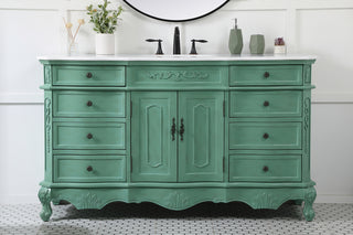 60 inch Single Bathroom vanity in vintage mint with ivory white engineered marble