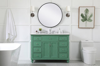 48 inch Single Bathroom vanity in vintage mint with ivory white engineered marble