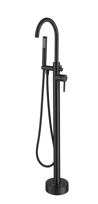 Steven Floor Mounted Roman Tub Faucet with Handshower in Matte Black